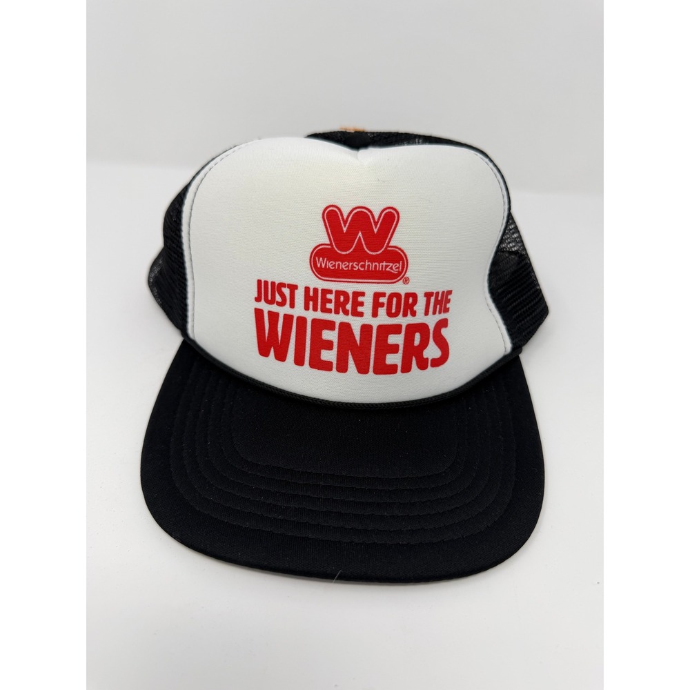 Wienerschnitzel Trucker Hat Unisex OS Black White Excellent Just Here For Wiener